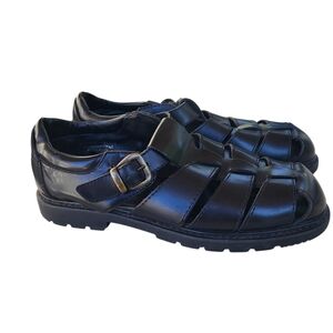 Stacy Adams Amazonas Black Leather Fisherman Comfort  Sandals Men's Size 7.5M
